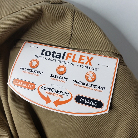 Roundtree and Yorke Total Flex Classic Fit Core Comfort Waistband Cuffed Pleated - Picture 12 of 14